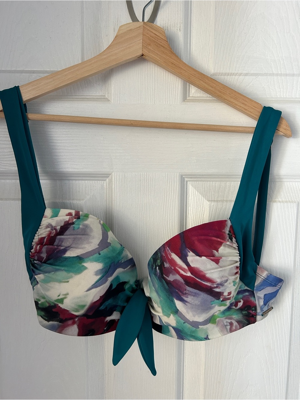 Panache Teal-Strap Multicolor Floral Bikini Top
